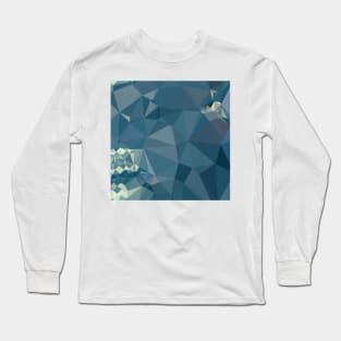 Cadet Blue Abstract Low Polygon Background Long Sleeve T-Shirt